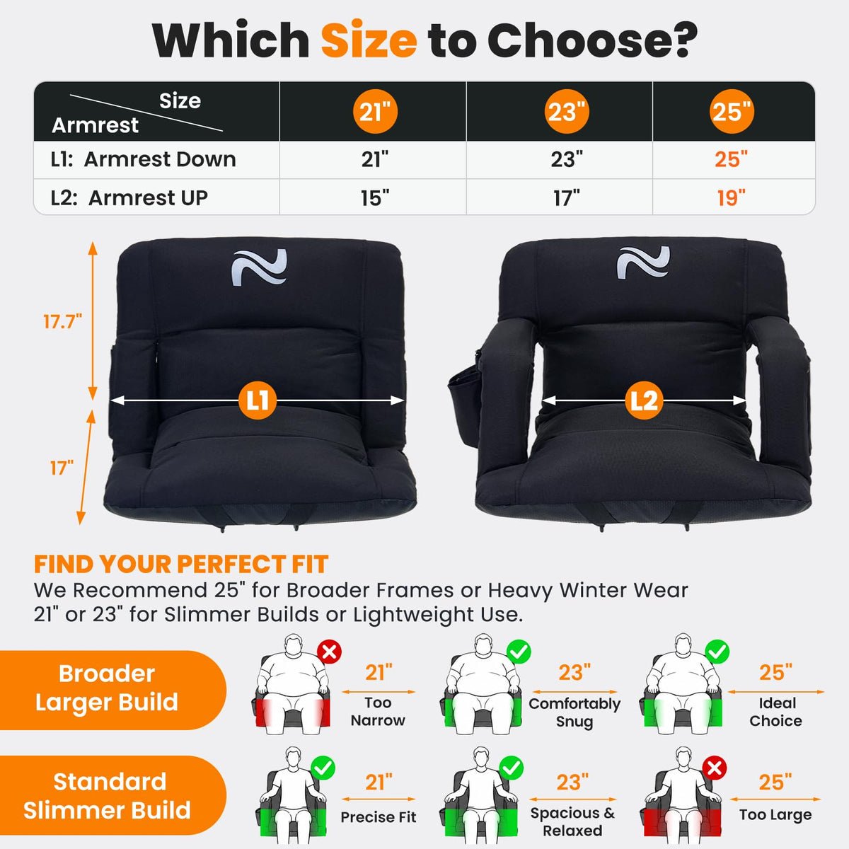 Extra Wide Padded Stadium Seats with Back Support A263
