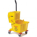 26 qt Yellow Plastic Mop Bucket on Wheels D50893