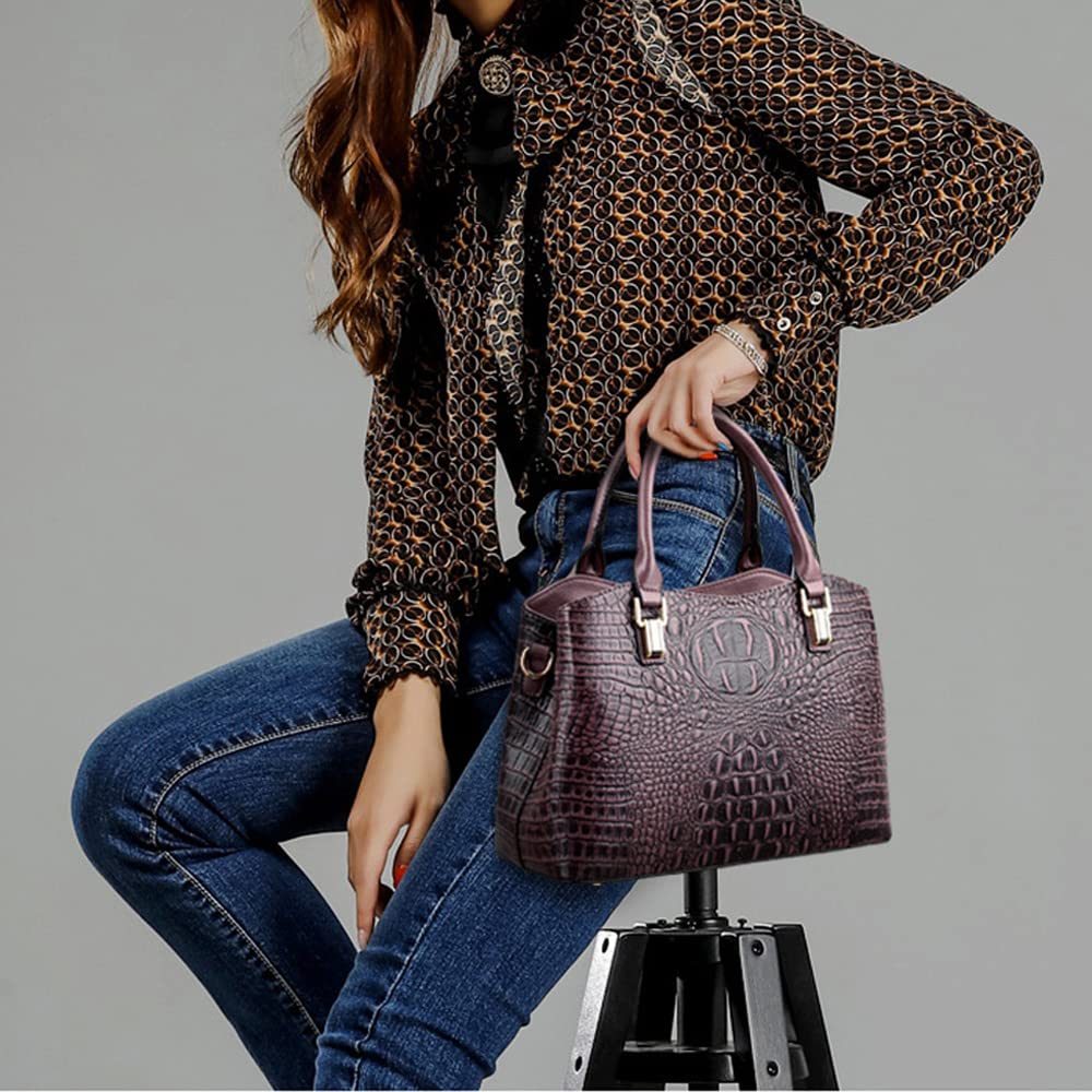 Crocodile Leather Satchel Handbag with Shoulder Strap W862877