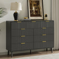 Black 9 Drawer Fluted Wood Dresser P1351