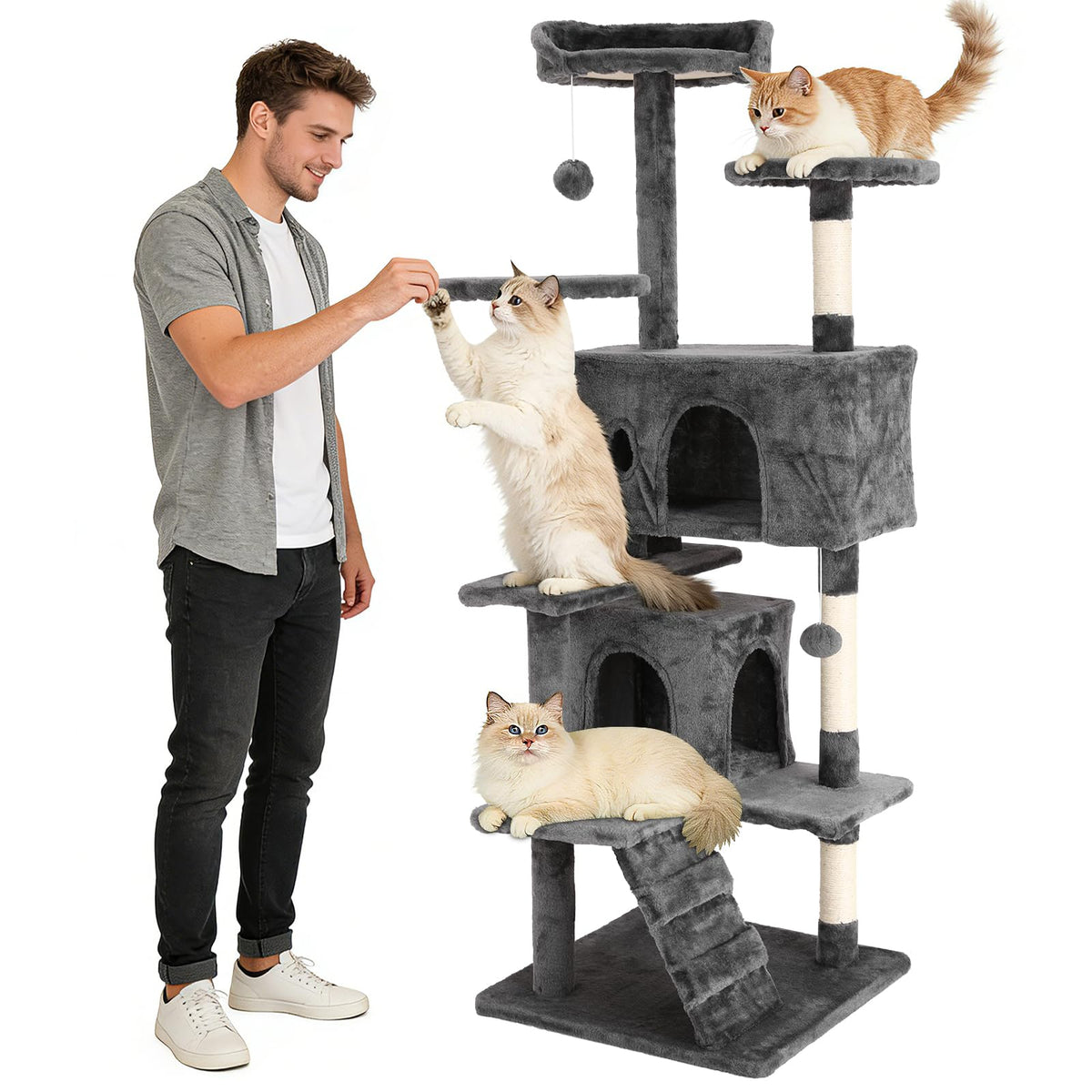 70 Inches Navy Blue Cat Tree L35364
