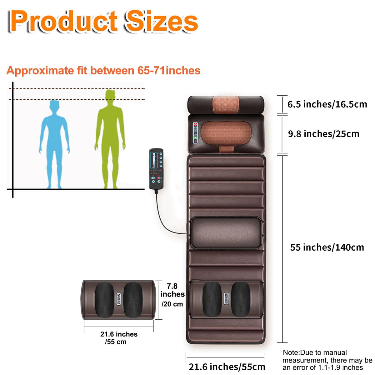 Vibration Massage Mat with Neck Headrest and Leg Foot Massagers S835562