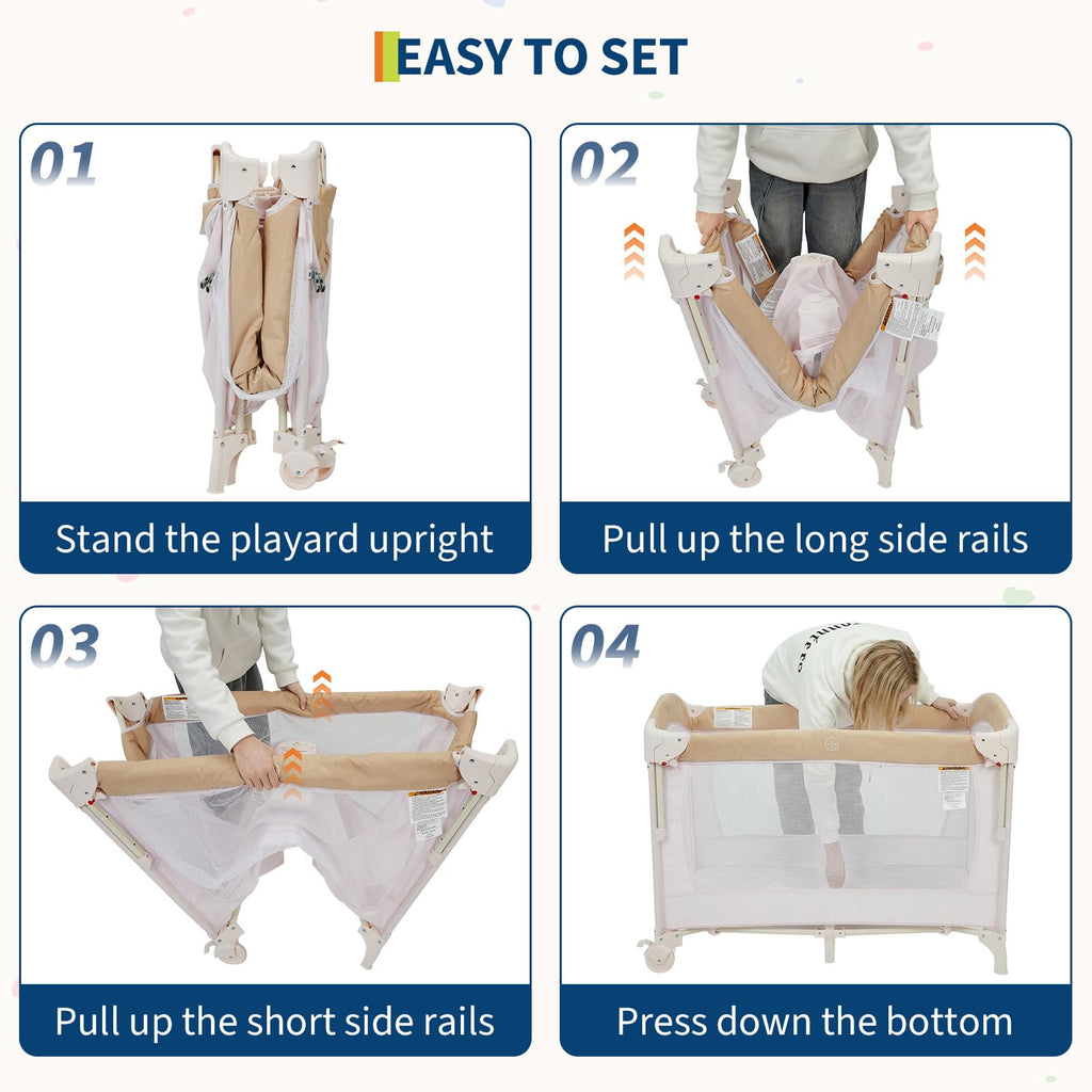 4 in 1 Pack and Play with Bassinet, Changing Table, Playpen and Carry Bag A60173