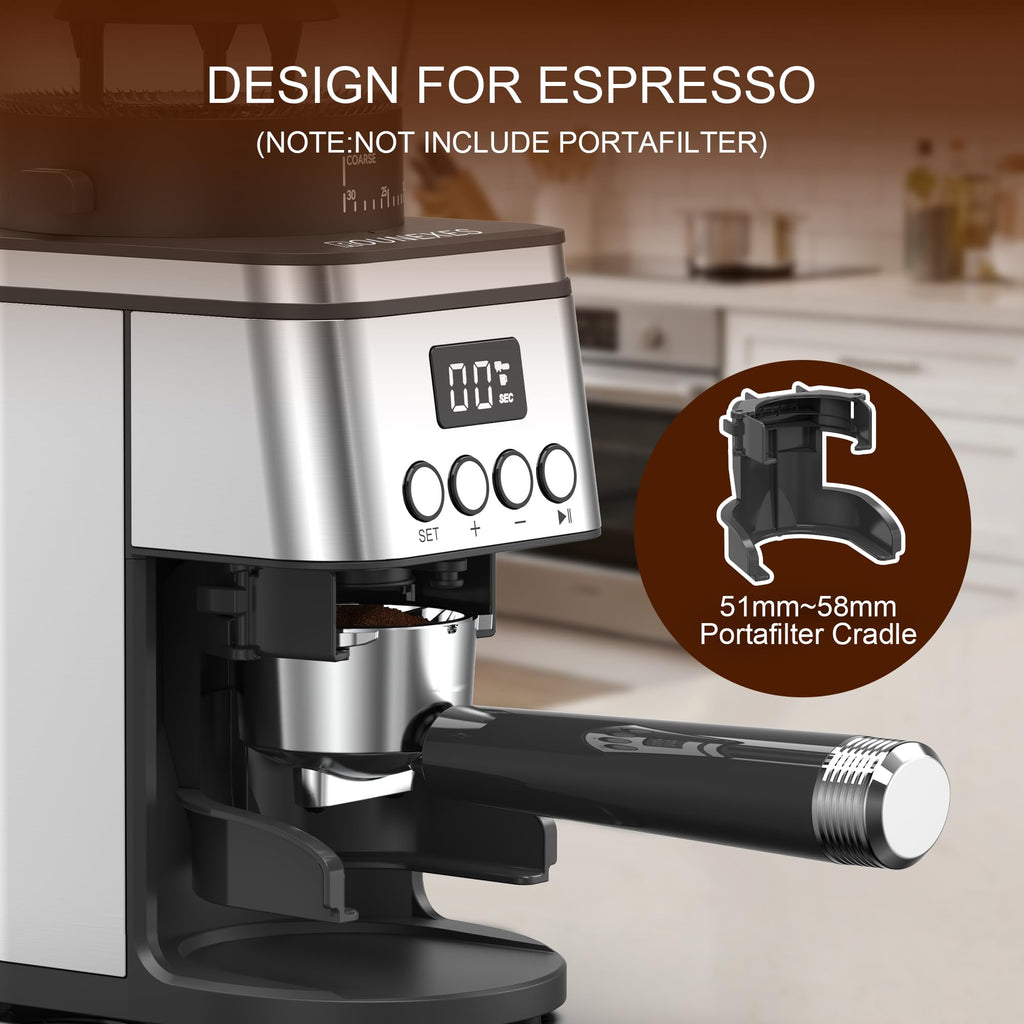 Electric Stainless Steel Conical Burr Coffee Grinder with 30 Grind Settings X978044