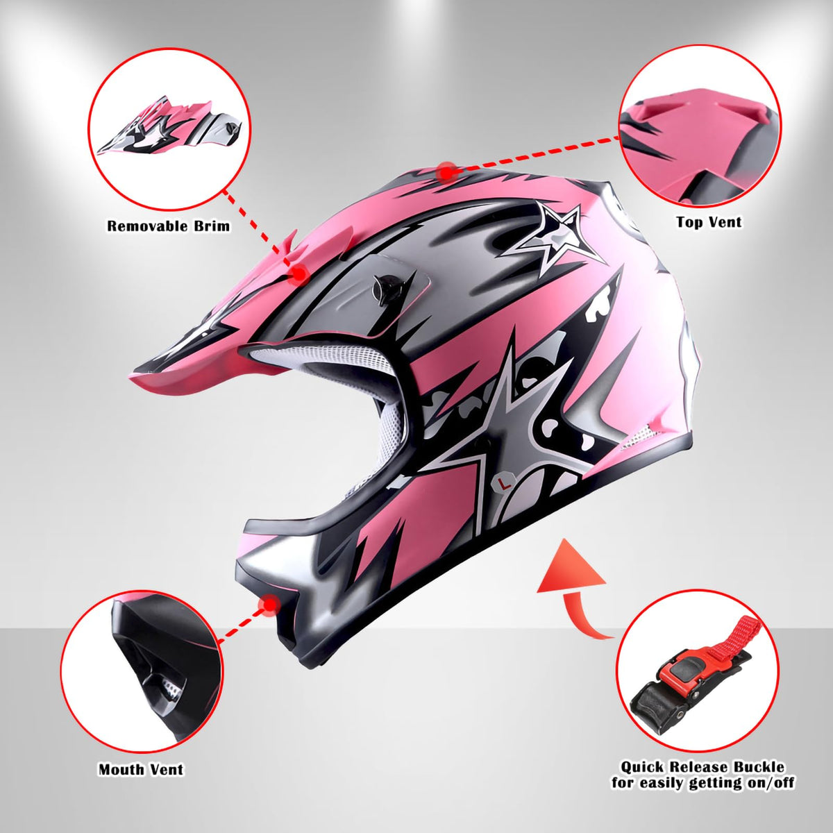 Youth Motocross Helmet with Goggles and Gloves Y729