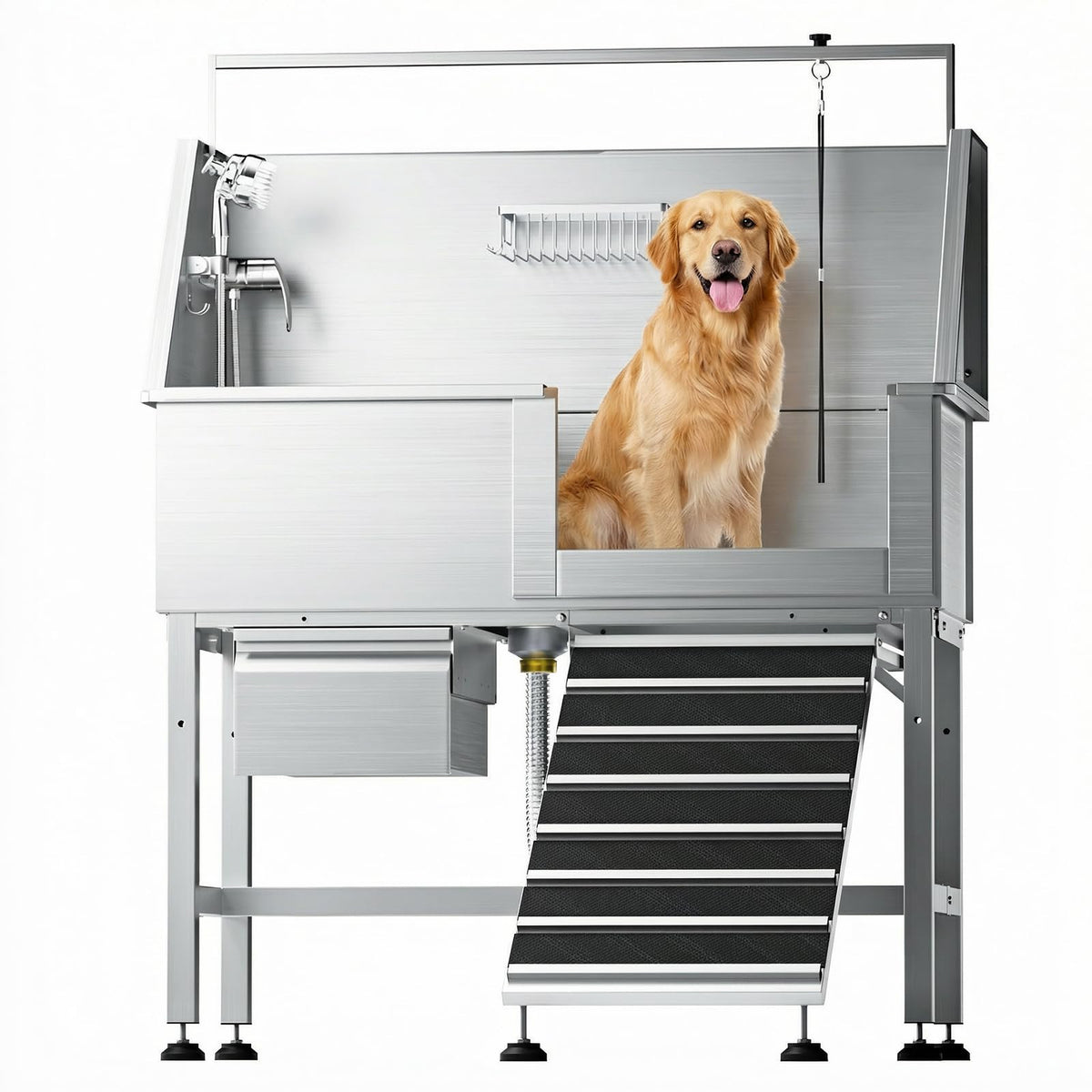 46" Stainless Steel Dog Washing Station with Storage Drawer C604