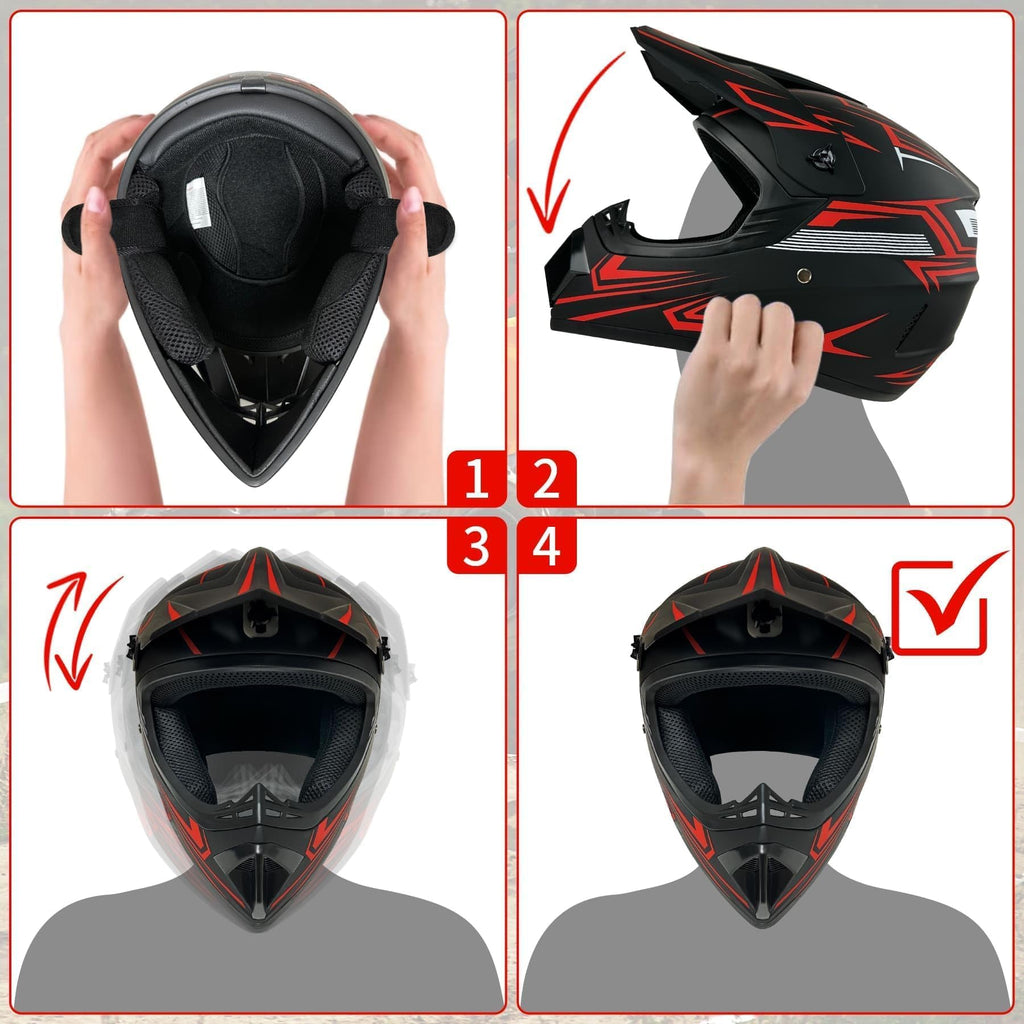 Youth Kids Motocross Helmet DOT Approved Z4464