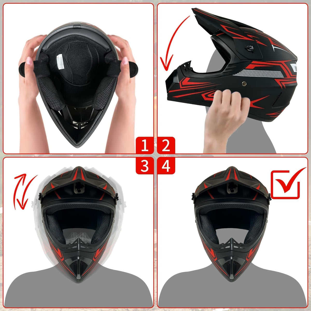 Youth Kids Motocross Helmet DOT Approved Z4464