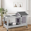 Wood Rabbit Hutch with Wire Mesh W6940