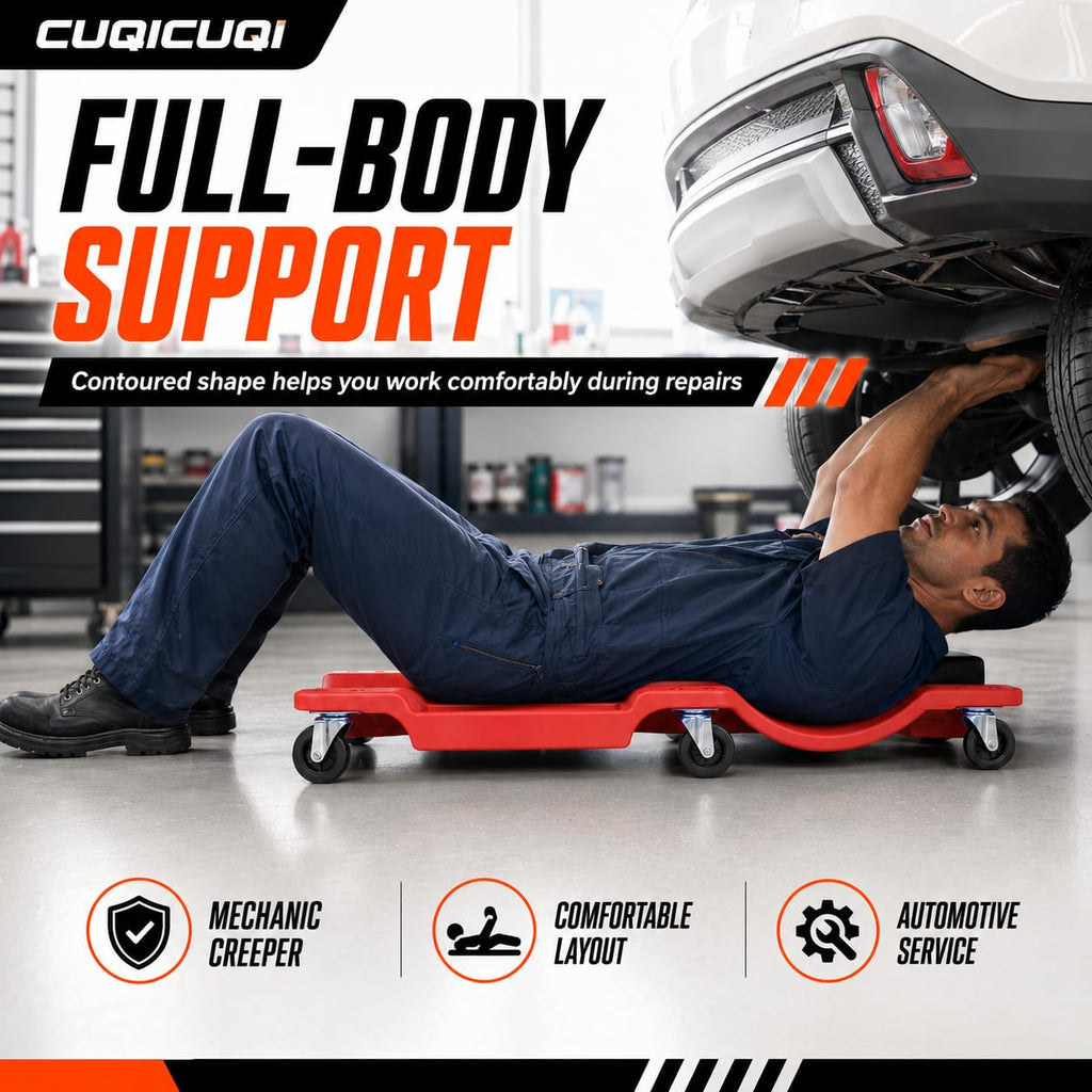 Low Profile Mechanic Creeper with Padded Headrest and 6 Swivel Casters S76811