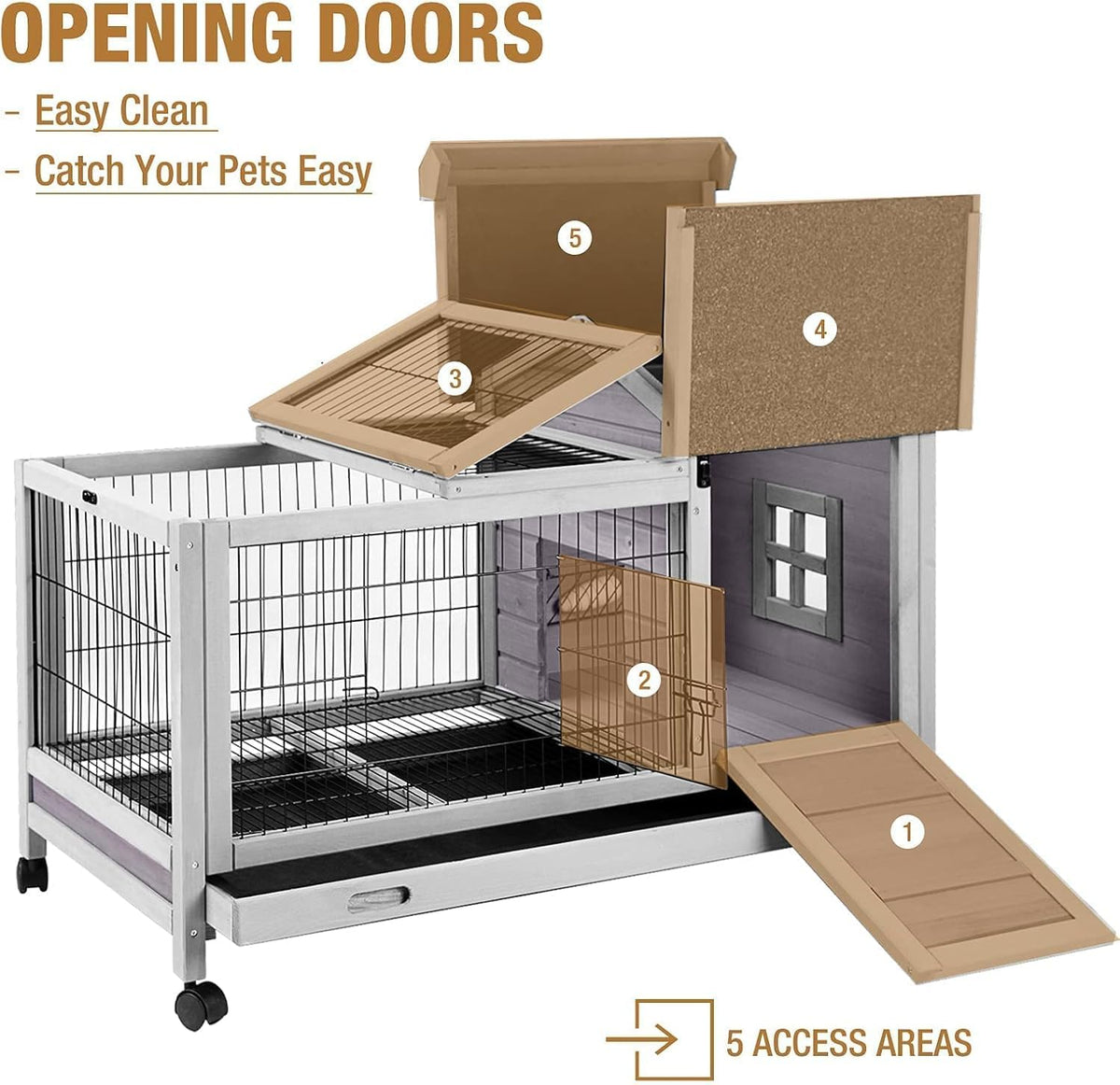 Wood Rabbit Hutch with Wire Mesh W6940