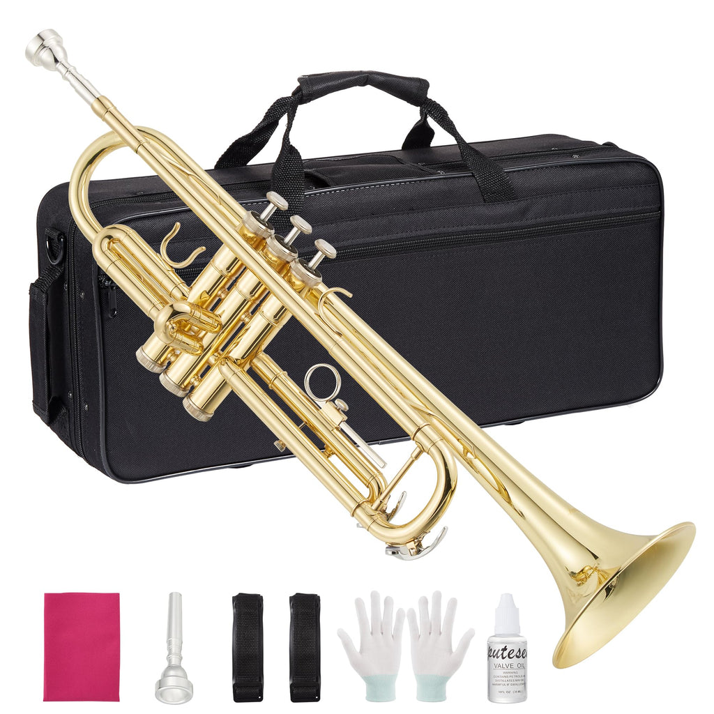 Gold Lacquer Brass Trumpet with Hard Case I460006