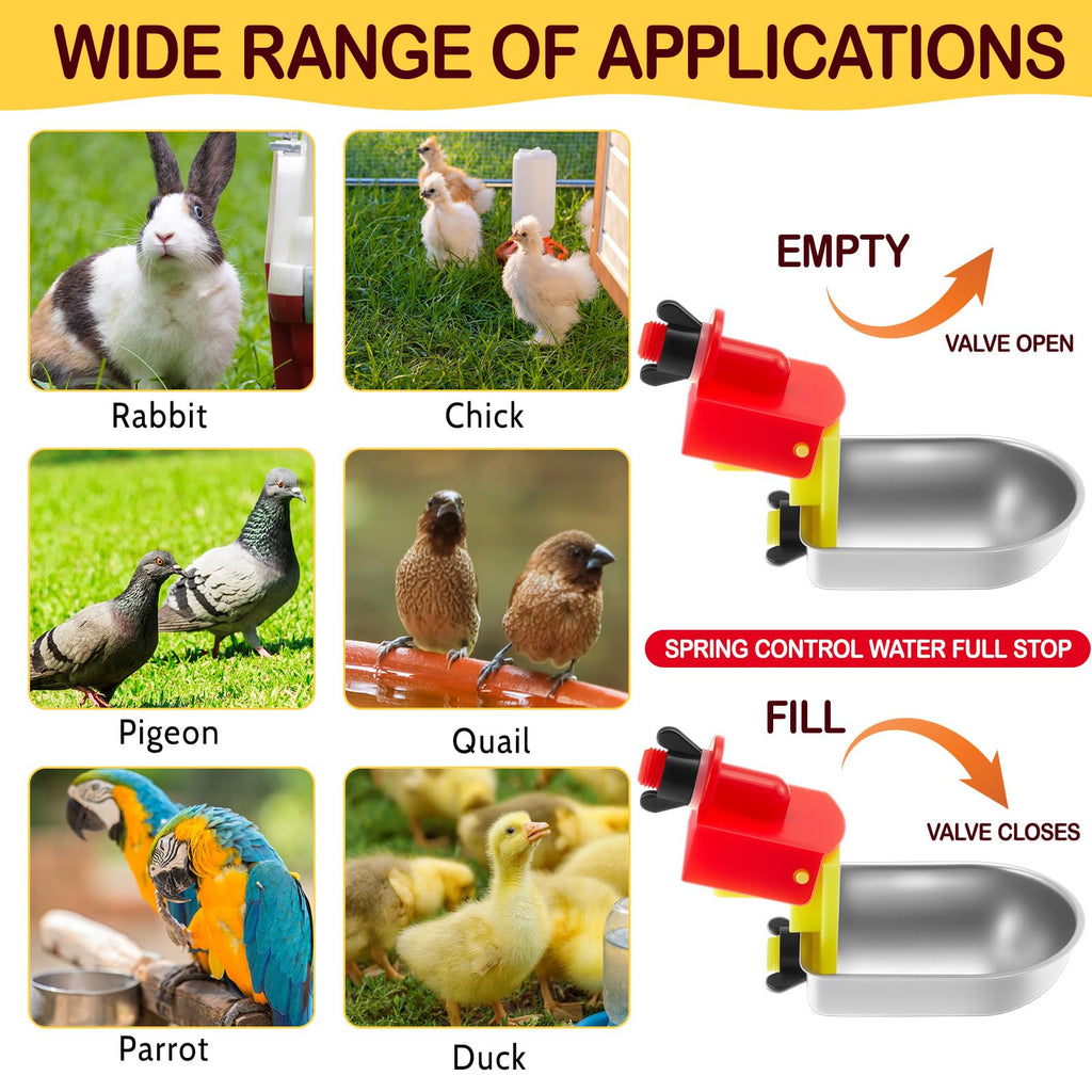 8 Pack Stainless Steel Auto Fill Chicken Waterer Cups Z83688