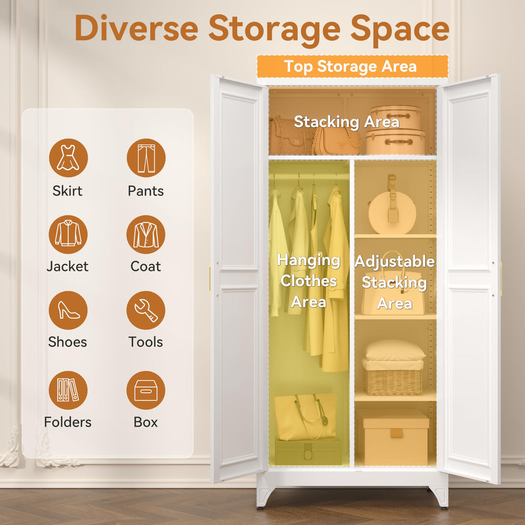 Metal Armoire Wardrobe Closet with 2 Doors M541