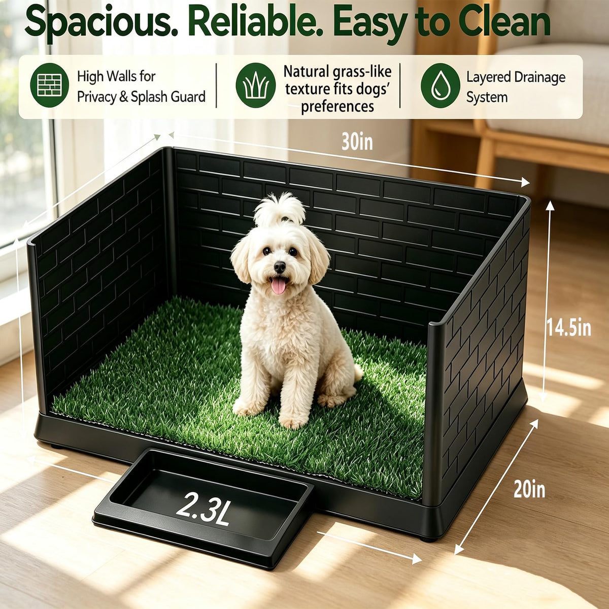 30"×20" Artificial Grass Dog Potty Tray M8544