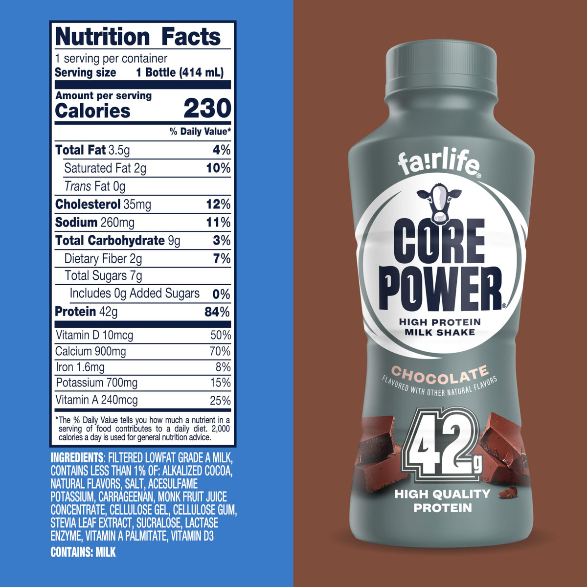 Chocolate High Protein Shake 42g 14oz 12 Pack D49019
