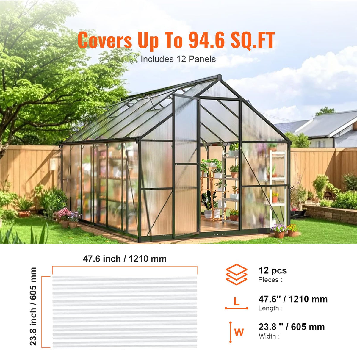 12 Pack Polycarbonate Greenhouse Panels G459