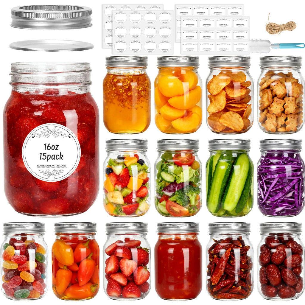 16 oz Glass Mason Jars 15 Pack O67657
