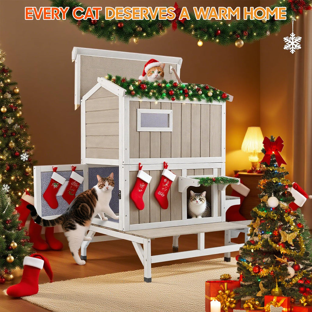 Insulated Outdoor Multi-Level Cat House G99804