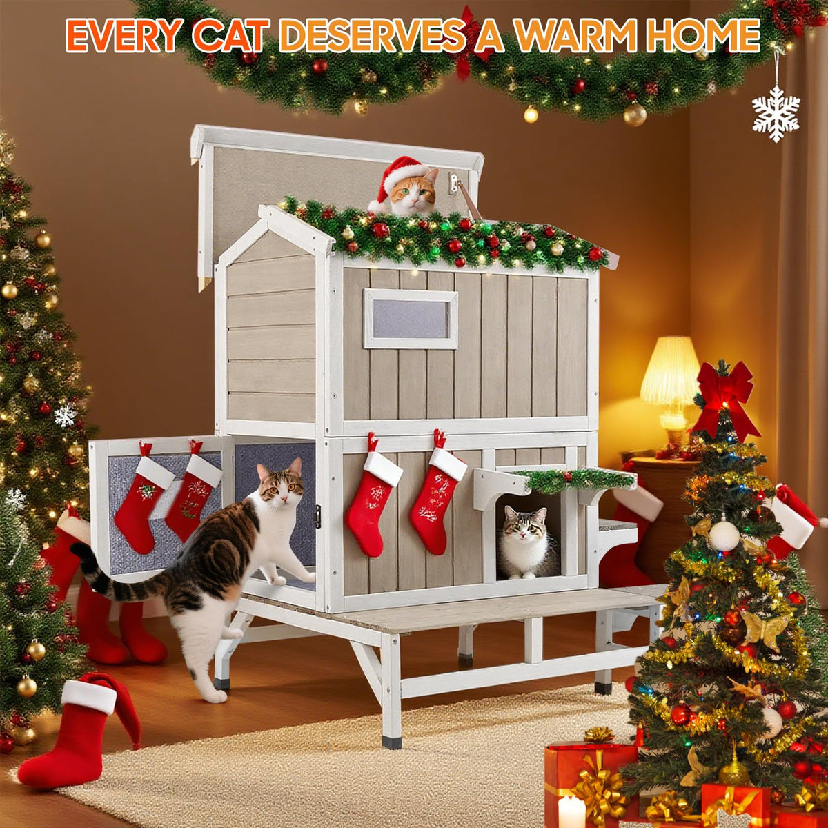 Insulated Outdoor Multi-Level Cat House G99804