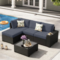5 Pieces Wicker PE Rattan Patio Furniture Set with Cushion & Coffee Table, Grey L24854