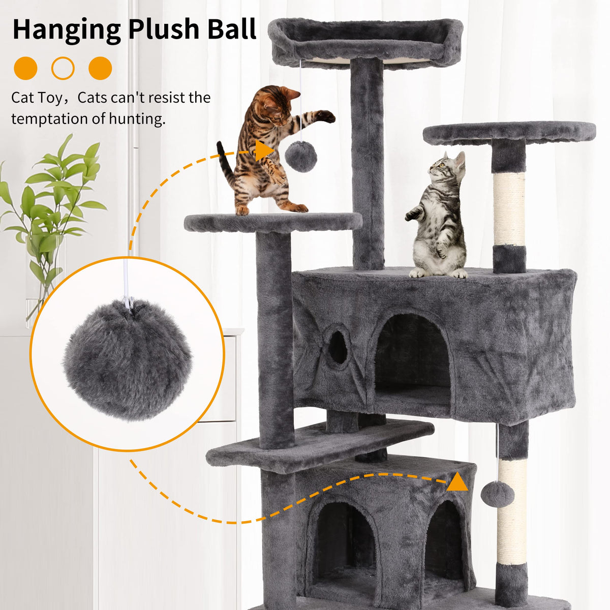 70 Inches Navy Blue Cat Tree L35364