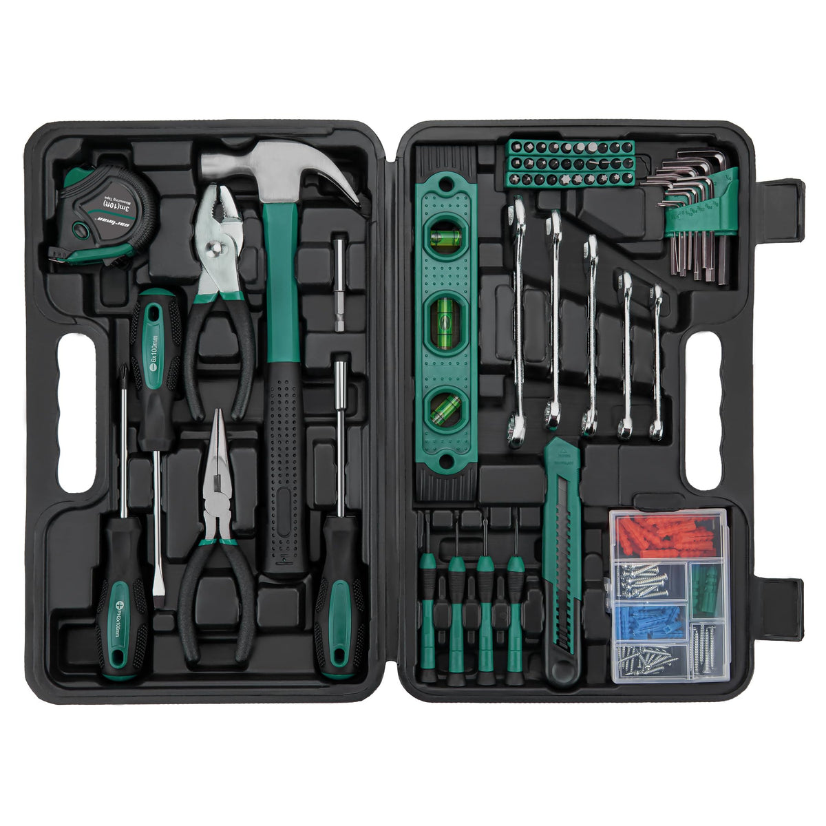 152-Piece Green Household Tool Set with Storage Case C658