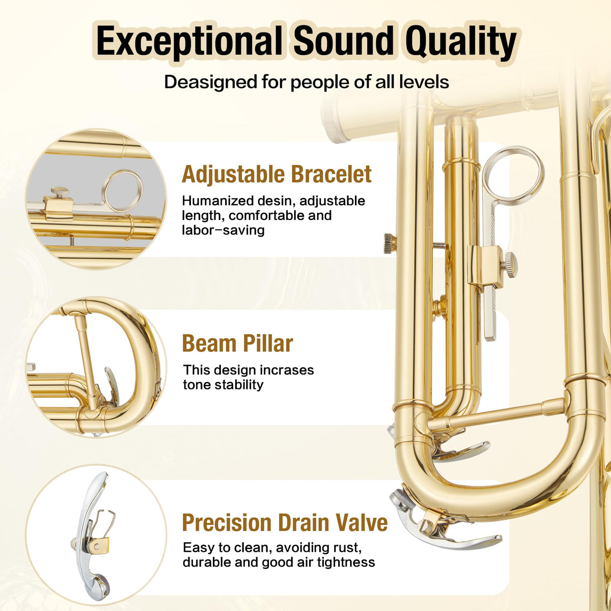 Gold Lacquer Brass Trumpet with Hard Case I460006