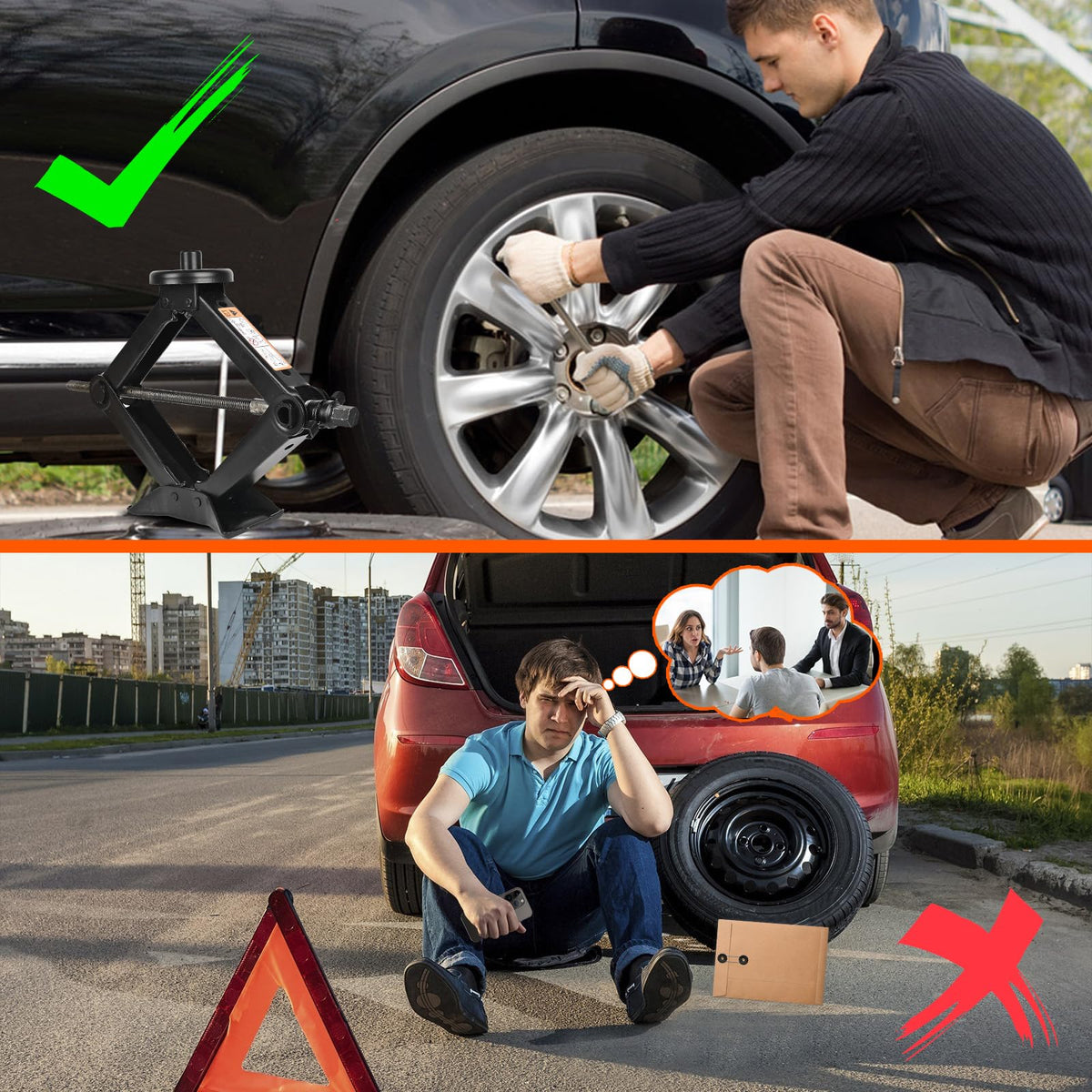 2.5 Ton Scissor Jack with Jack Pads & Tire Repair Kit H143
