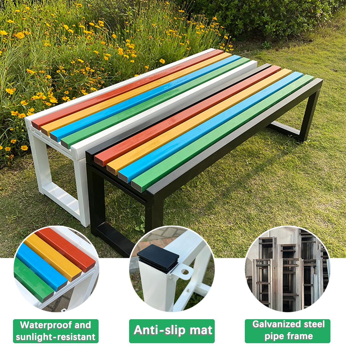 Cast Iron Outdoor Bench Carbonized Finish 150x40x45cm E1687