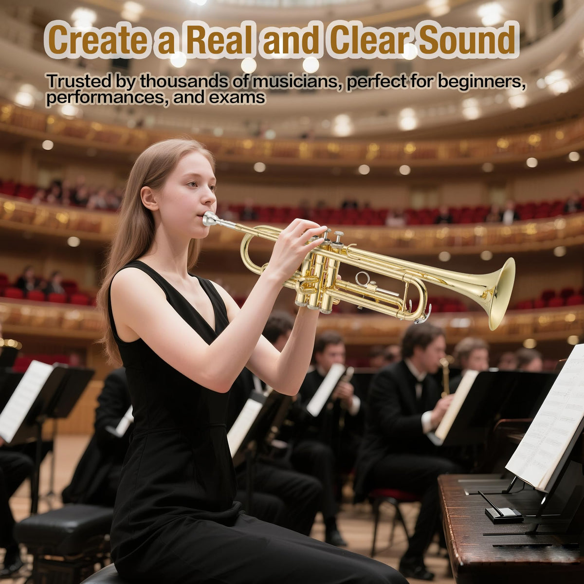 Gold Lacquer Brass Trumpet with Hard Case I460006