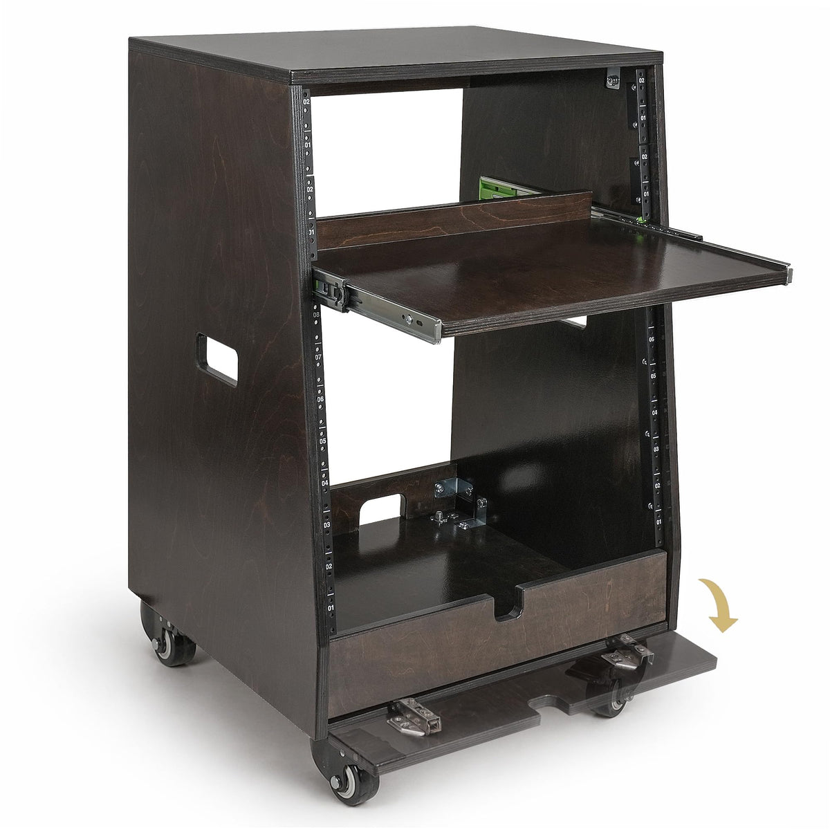 12U Studio Rack with Slide-Out Tray and Casters X815