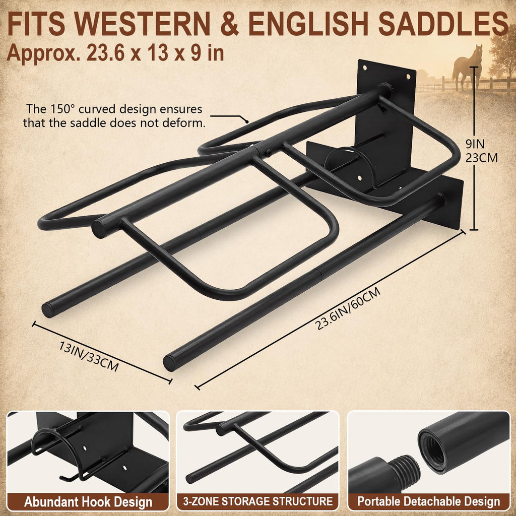 Wall Mounted Saddle Rack Set of 2, 120-lb Capacity Heavy Duty Iron Saddle Stand Z626807