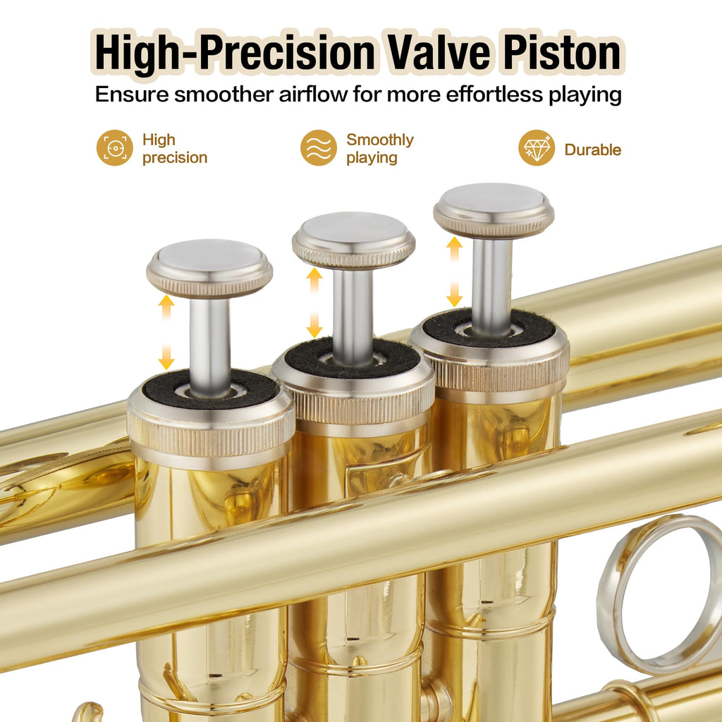 Gold Lacquer Brass Trumpet with Hard Case I460006