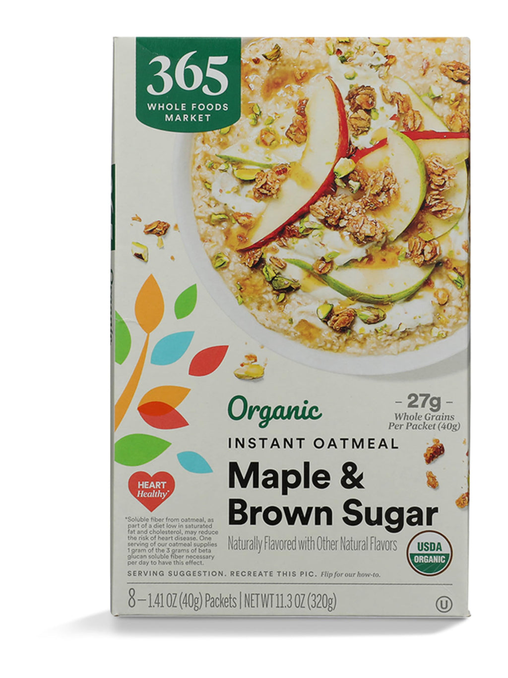 Organic Maple & Brown Sugar Instant Oatmeal Packets, 1.41 Ounce (Pack of 8) J708