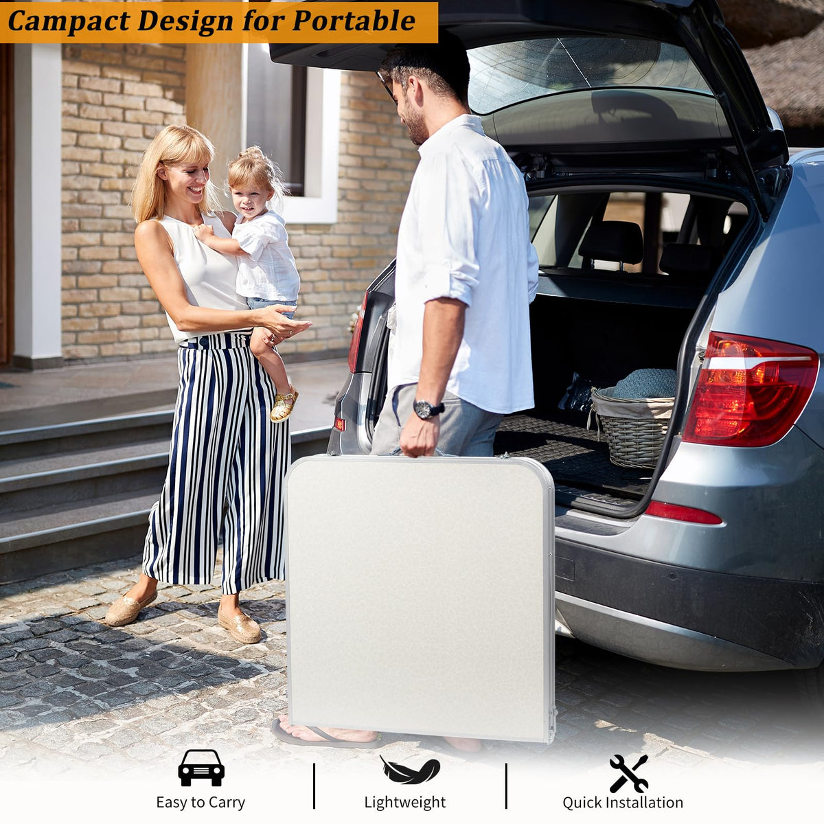 Folding Portable Camping Table White C598042