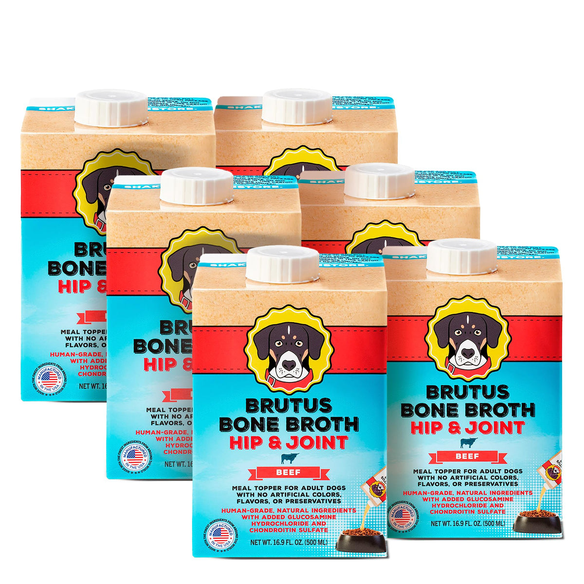 Bone Broth for Dogs with Chondroitin Glucosamine Turmeric 16.9oz Pack of 6 V676108
