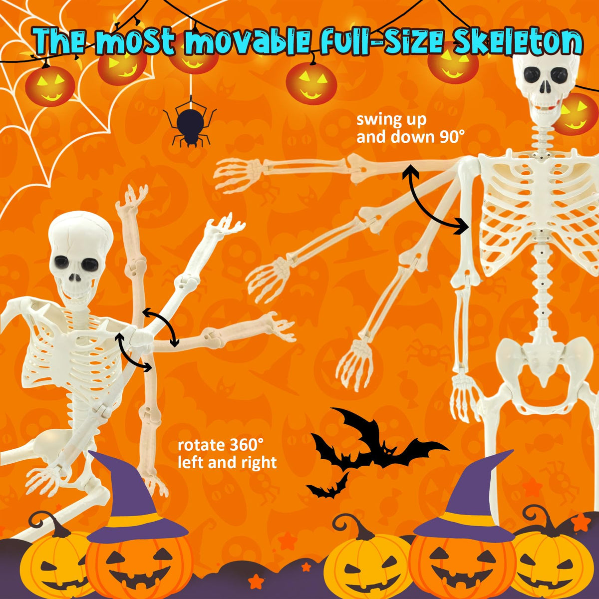 6 Pack Halloween Skeletons 3 5.4ft 3 3ft Q726