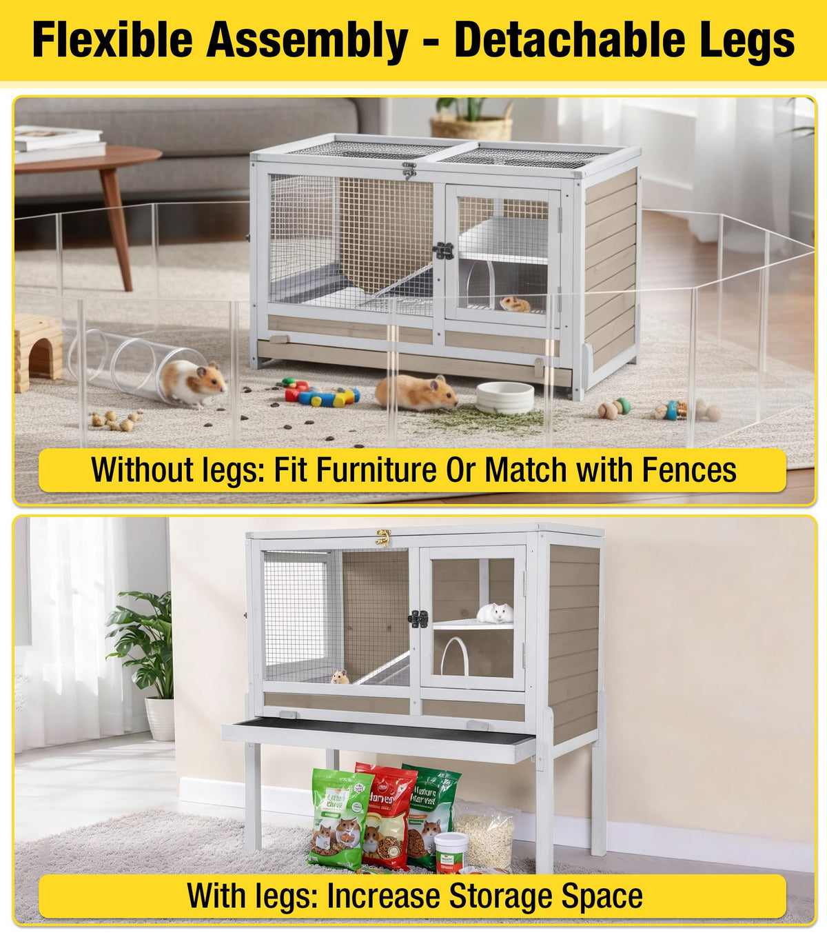 Brown Guinea Pig Cage with Sliding Tray and Ramp X1056