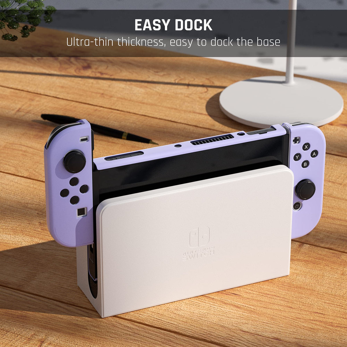 Purple Case for Nintendo Switch OLED Model with Screen Protector and 4 Thumb Grip Caps D78996