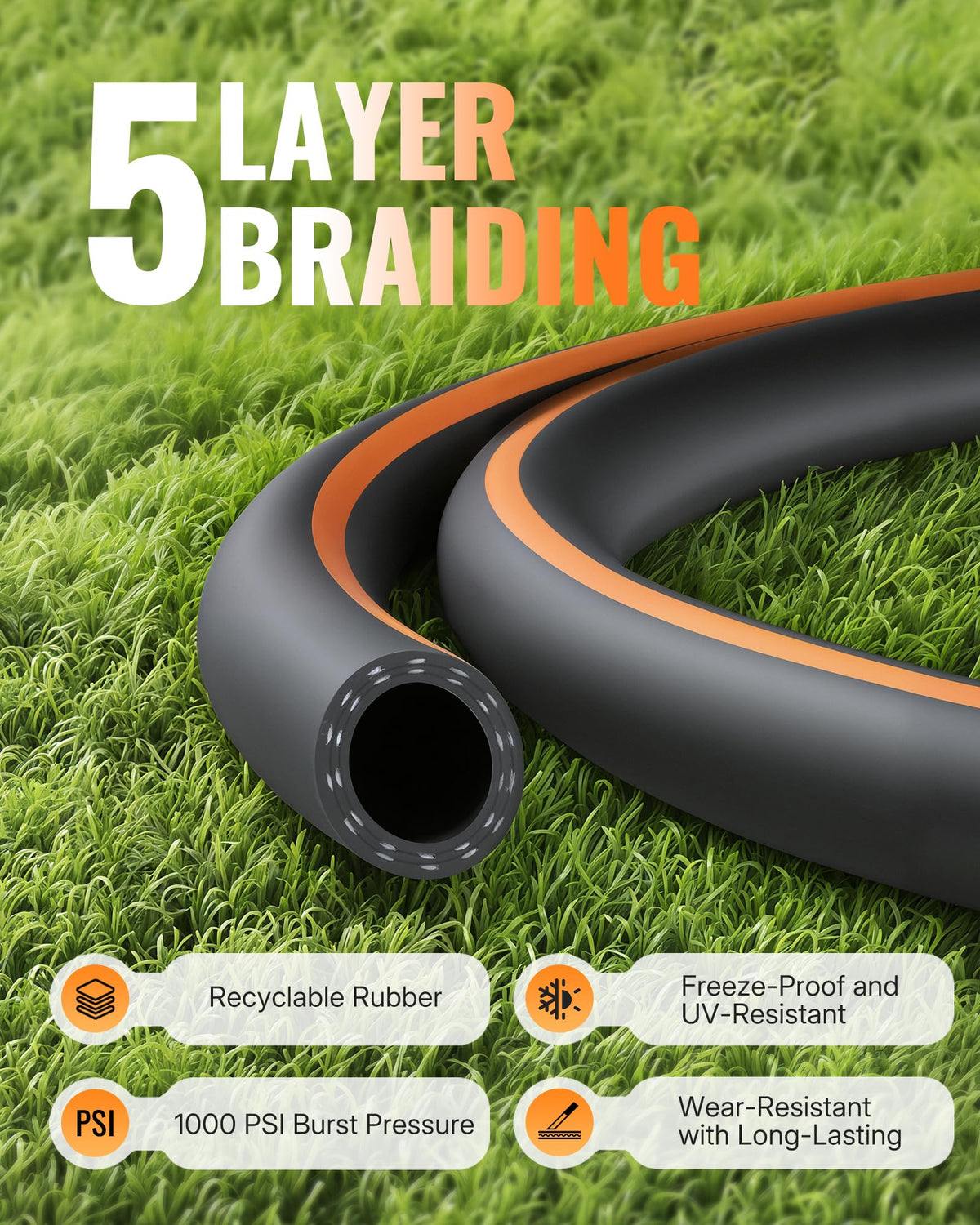 Heavy Duty Rubber Garden Hose 50FT x 3/4" Z9308