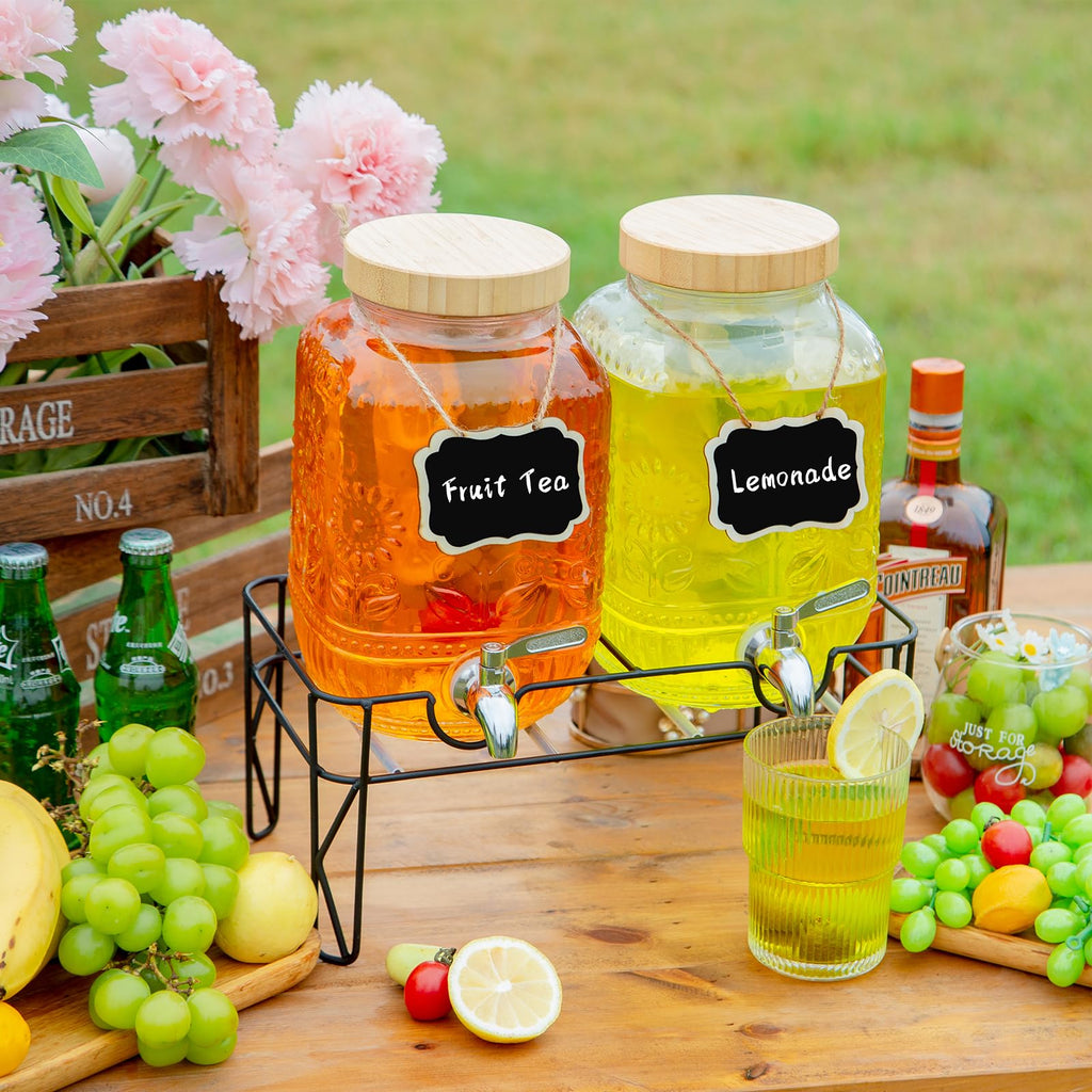 2-Pack 1 Gallon Glass Drink Dispensers with Spigot A989