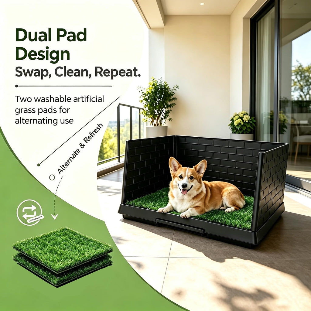 30"×20" Artificial Grass Dog Potty Tray M8544