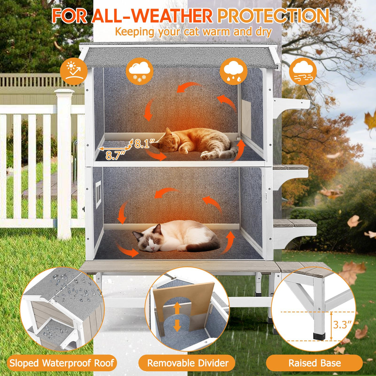 Insulated Outdoor Multi-Level Cat House G99804