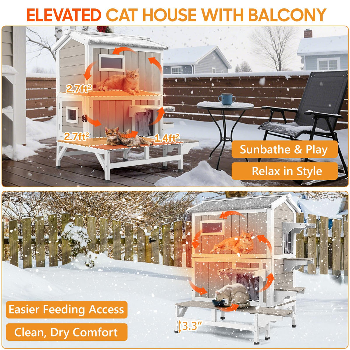 Insulated Outdoor Multi-Level Cat House G99804