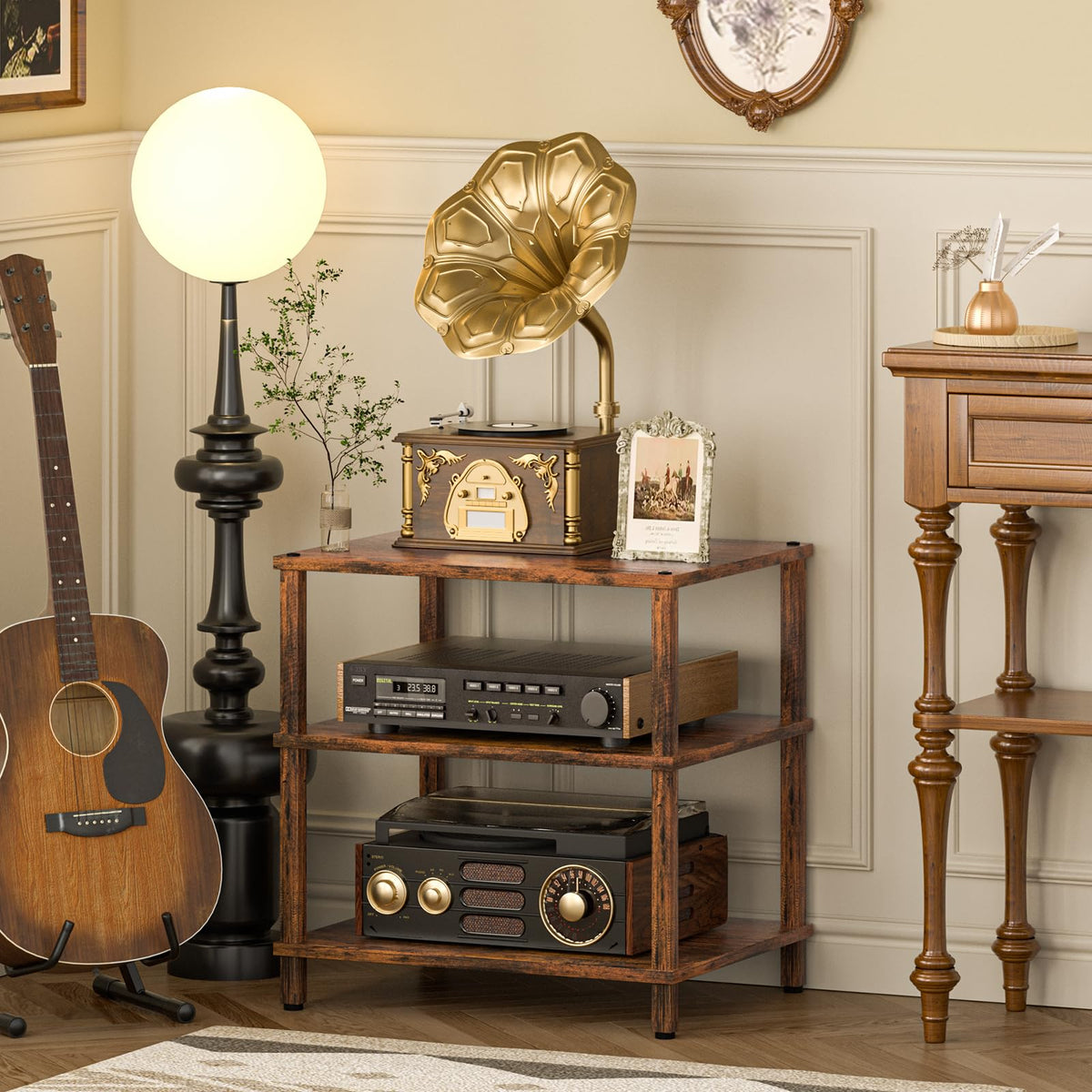 Brown 3-Tier Wooden Media Stand D77985
