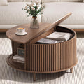 Round Coffee Table with Storage, 31.5", Walnut L1978