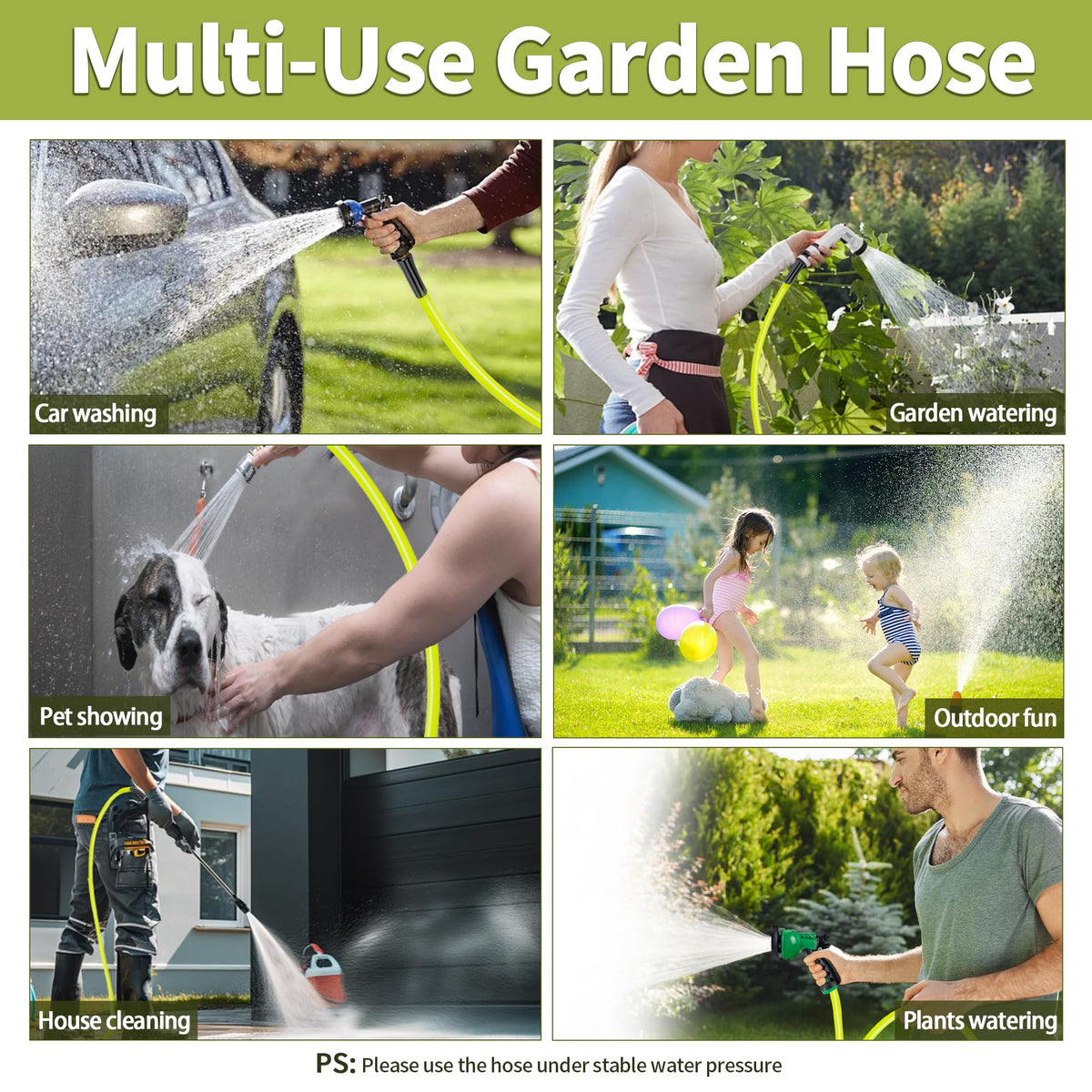 100FT x 5/8" Lightweight Hybrid Rubber Garden Hose E71285