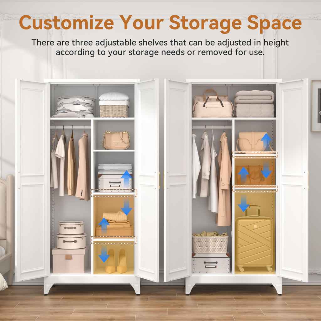 Metal Armoire Wardrobe Closet with 2 Doors M541
