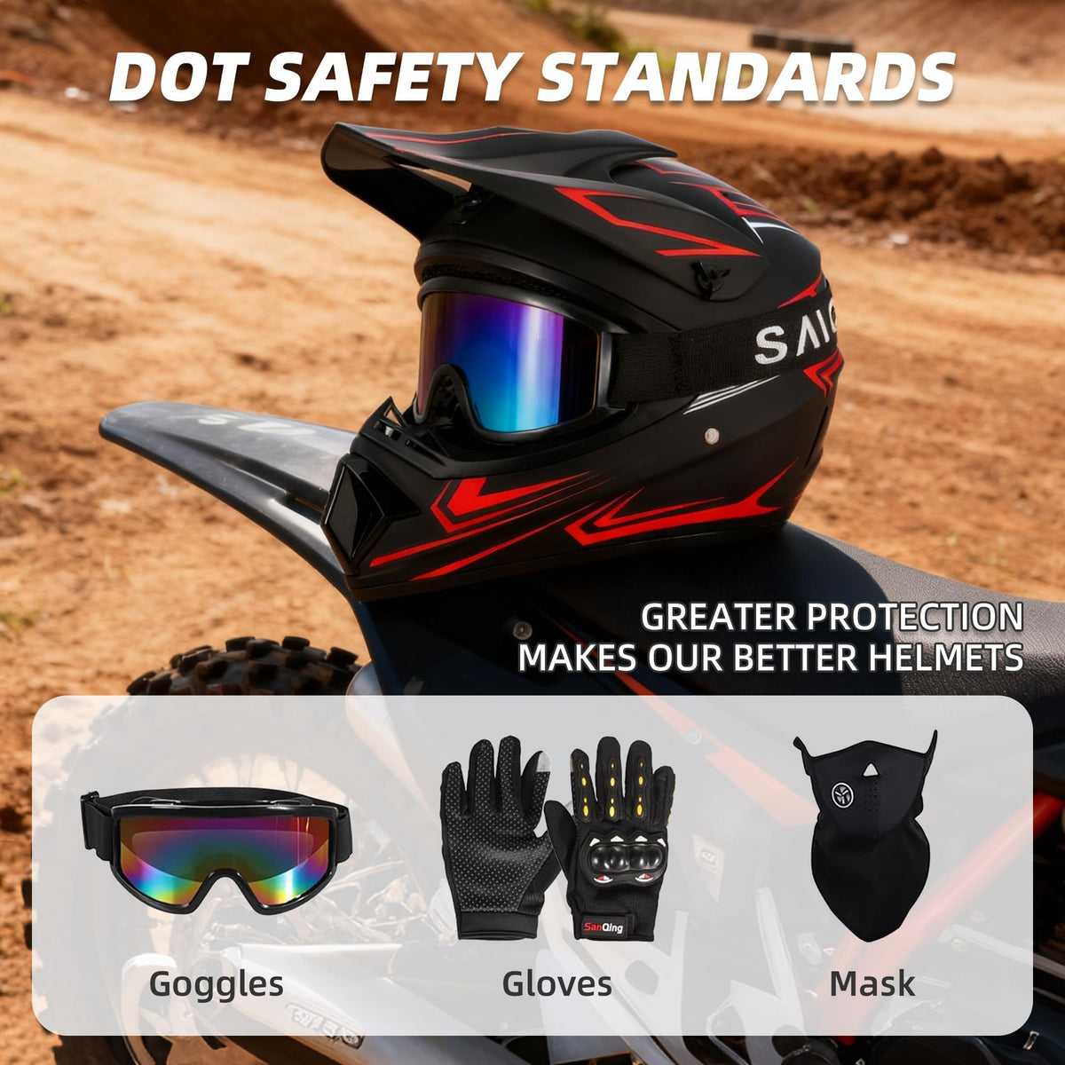 Youth Kids Motocross Helmet DOT Approved Z4464